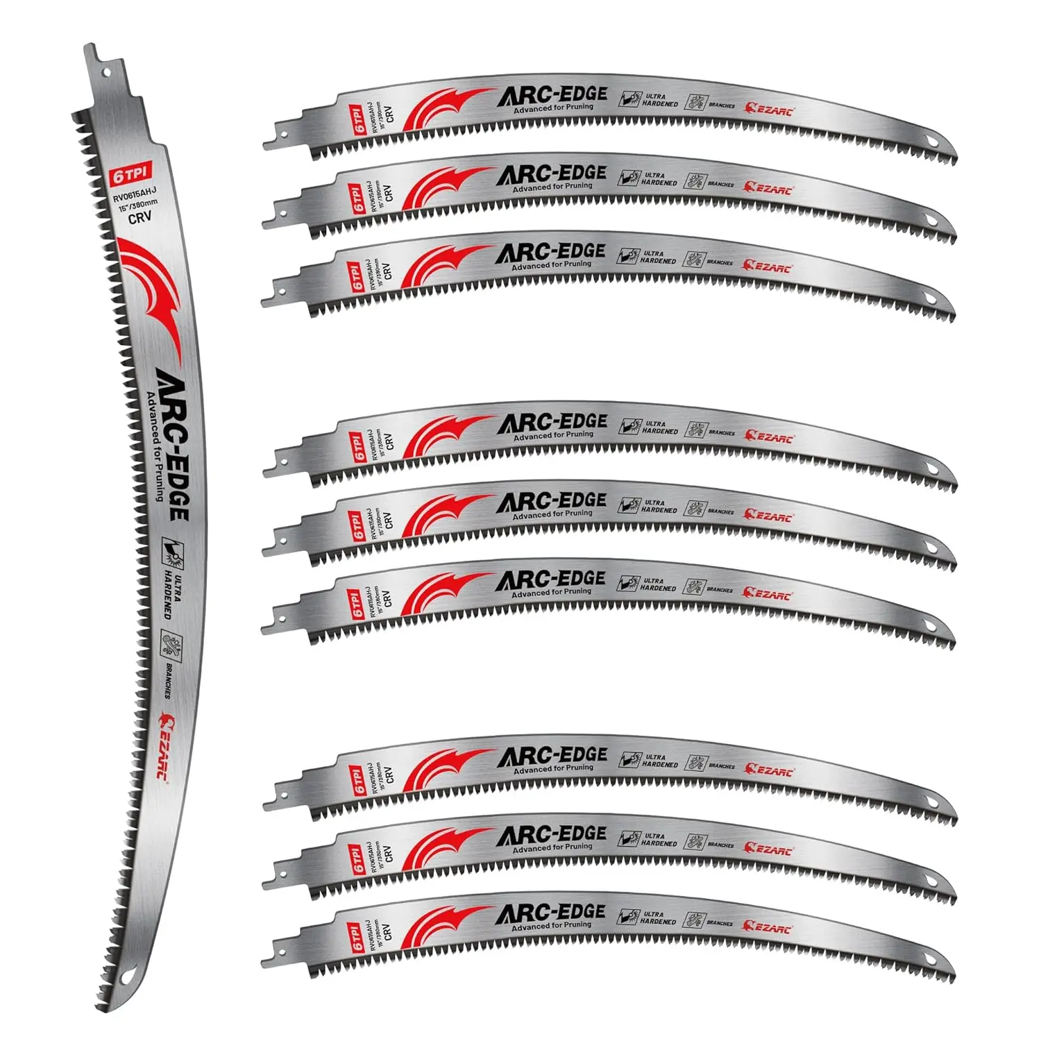 Japanese Teeth Reciprocating Saw Blades 15 Inch, Arc Edge Wood Pruning Saw Blades 6TPI for Tree Trimming, Wood Cutting, 10 Pieces
