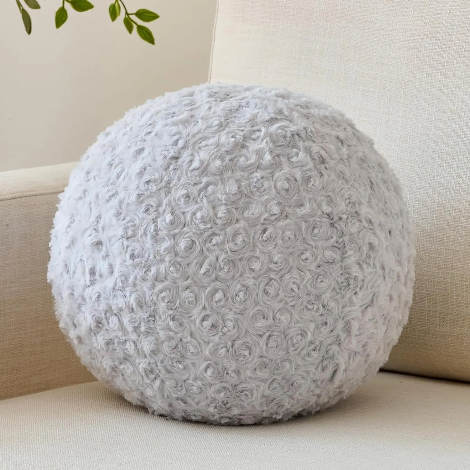 Ball Pillow, Decorative Round Pillow for Couch n, Circle Throw Pillows,  Ball Pillows for Couch, Stylish Decorative Pillows, Versatile Round Throw Pillow (Light Grey, Medium-11.8 Inches)