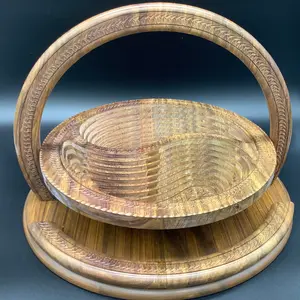 Housewarming gift basket / foldable wooden basket / wooden trivet gift decor / mother’s gift basket / birthday gift / Christmas gift