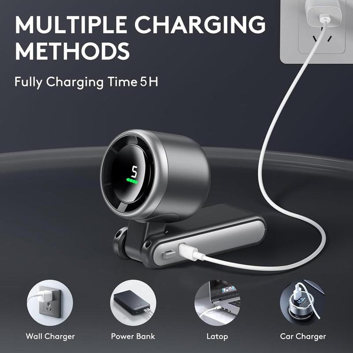 Portable Handheld Turbo Fan, 5-speed Wind Speed Fan, USB Rechargeable Travel Neck Fan, 3600mAh Battery & 15000RPM Speed, 180°Foldable with Air Turbo Tech Personal Cooling for Travel Outdoor Black Portable Handheld Turbo Fan, 5-speed Wind Speed Fan, USB Rechargeable Travel Neck Fan, 3600mAh Battery & 15000RPM Speed, 180°Foldable with Air Turbo Tech Personal Cooling for Travel Outdoor Black