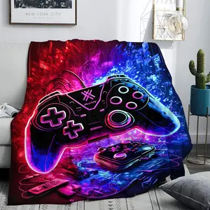 Game Controller Pattern Flannel Blanket, 1 Count Soft Comfortable Throw Blanket, Cool Bedroom Bedding Blankets for Home Office Travel Dormitory Camping