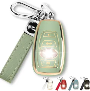 for Subaru Key Fob Cover Case with Genuine Leather Keychain for Subaru Forester CrossTrek Ascent Outback Legacy WRX etc (Green)