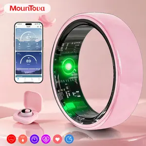 #6-#11 Pink White & Black Ceramic Smart Rings for Women & Men,Waterproof Wearable Fitness Trackers,Heart Rate,Stress & Cycle Monitor,Sleep Tracker, IP68 Waterproof,5-7 Day Battery, iOS & Android Compatible with Charging Case,Couple Gift