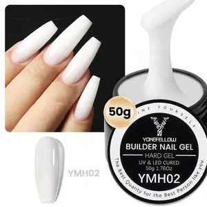 YOKEFELLOW Builder Nail Gel YMH02 50g 1.76oz Milky White HEMA-free TPO-free Self Leveling Hard Gel Nail Extension Gel   Polish  UV LED Lamp Cured for Healthy Nails Manicure Friendly for Beginners
