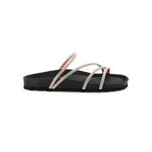 Sandal with Rhinestone Straps | SARA by Grunland - CHAMPAGNE 70