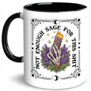CupiCo Not Enough Sage For This Ceramic Mug, Funny Witchy Vibes Coffee Mug, Sarcastic Witch Tea Cup, Funny Spiritual Mugs
