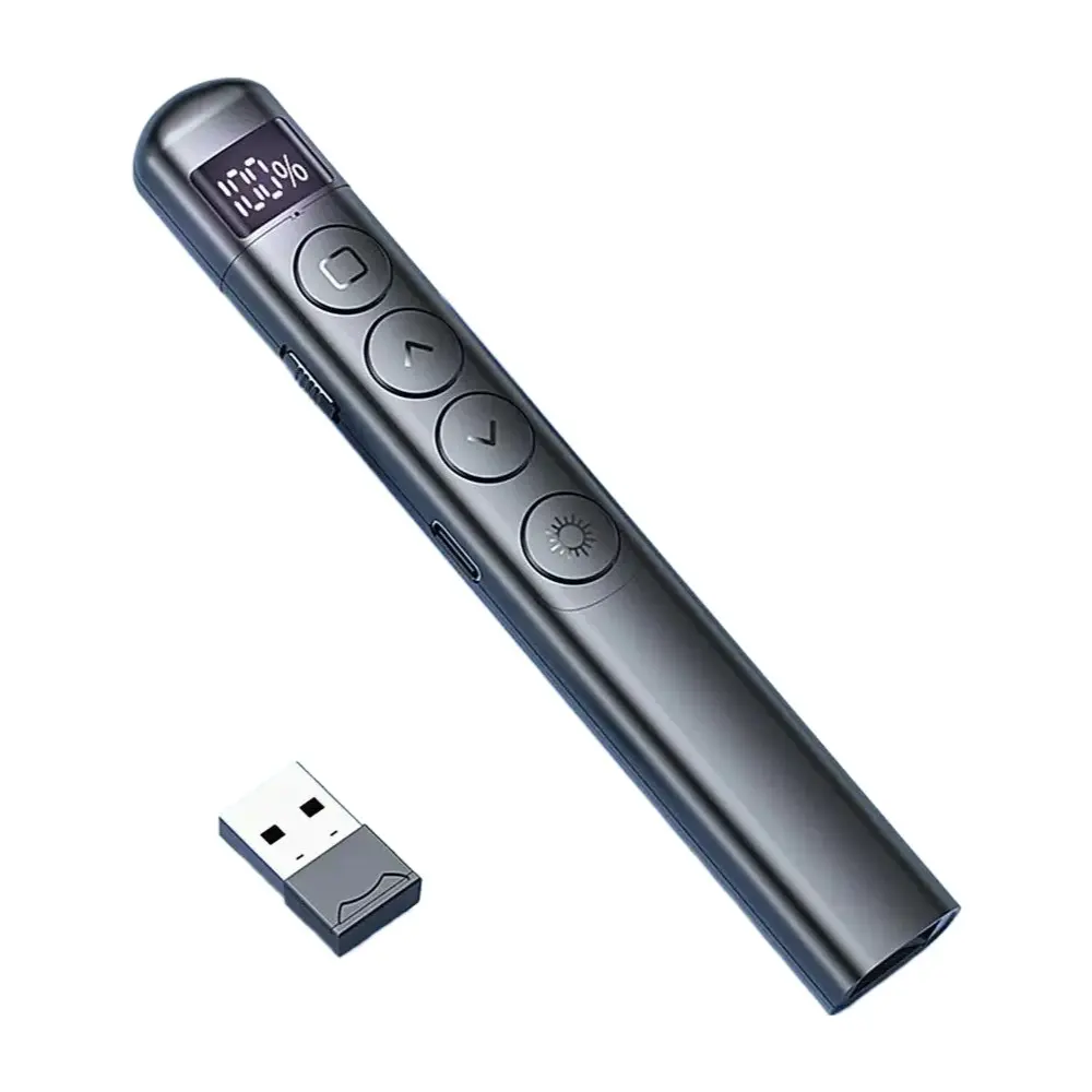 2.4GHz RF Wireless Flip-Pen Presentation Clicker with Laser Pointing, PowerPoint Presenters Tool for Remote Sessions, IR Red Light Device with Hyperlink Control, Slide Navigation, Page Flapper Feature, Batteries Included (Wireless Freedom)