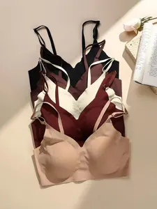 Women's Solid Adjustable Strap Seamless Bra, Soft Comfortable Breathable Wireless Tank Bra, Lingerie for All Seasons, Wirefree Bra, Soft Fabric Bra, Soft Comfy Bra