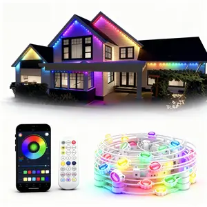 Upgraded Permanent Outdoor Landscape Lights IP67 Waterproof APP Remote Control 213 Modes 16M Colors for Roof Eaves Fence Backyard Pool Party Holiday Decor LIFETIME PERMANENT OUTDOOR LIGHTING