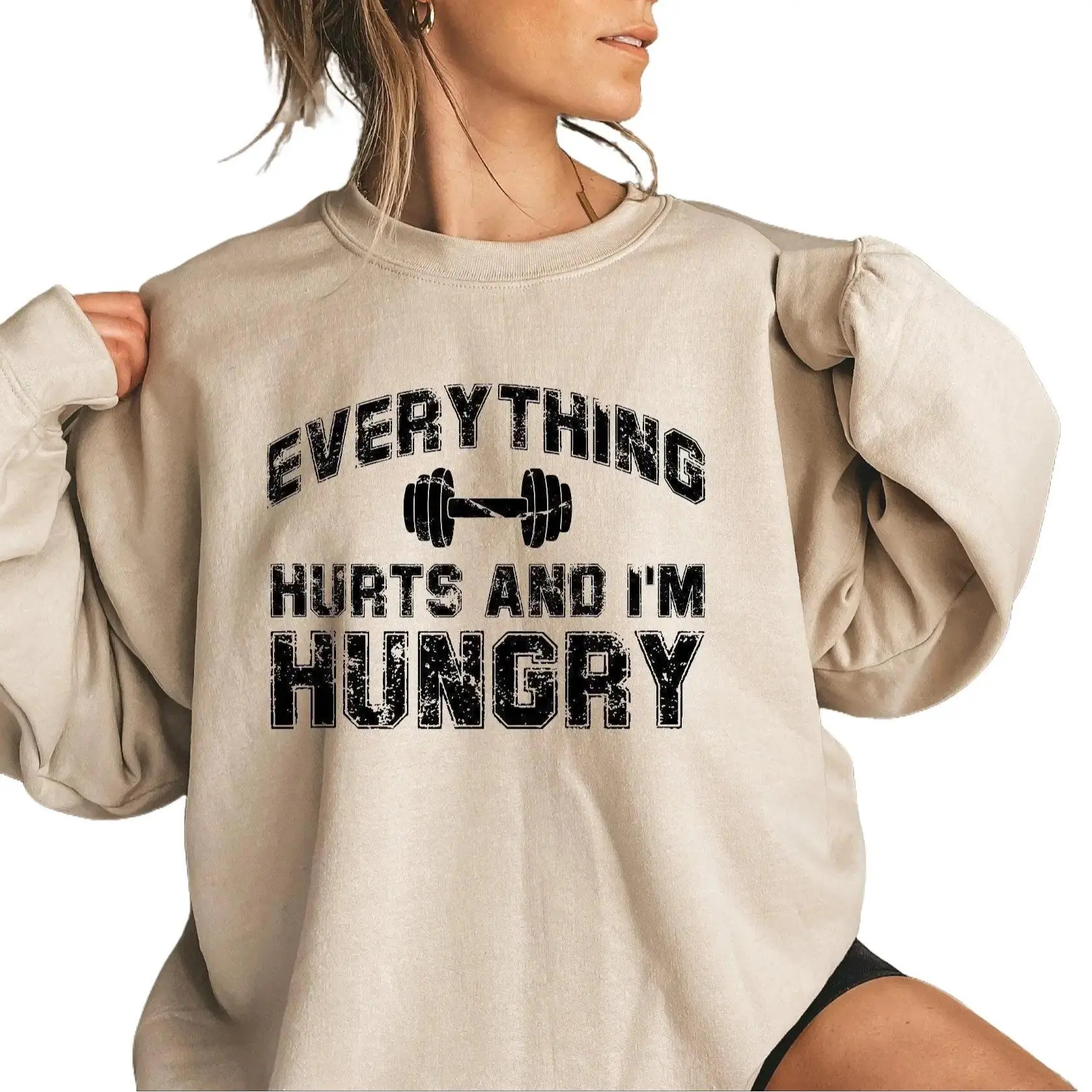 Everything Hurts And I'm Hungry Sweatshirt, Gym Hoodie For Women, Fitness L0ver Shirt, Workout Sweater, Sportive Women's Shirt, Outfits