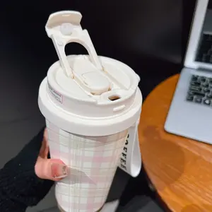 530ML Insulated Tumbler, Cute Monkey Pattern, Stainless Steel, with Straw and Strap, Travel Cup, Gift for Holidays, Home & Outdoor Use