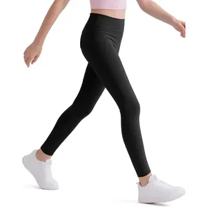 Girls Athletic Leggings High Waisted Comfort Soft Elastic Yoga Dance Running Pants with Pockets Activewear