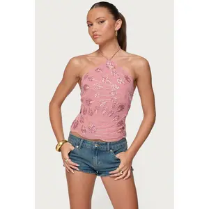 Embroidered Bead & Sequin Halter Top