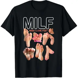 👣[100% Cotton][Graphic Tee]Unisex Funny MILFs Meme T-Shirt – "I Love Feet" Hilarious Sexy Inappropriate Quote Tee for Men & Women, Viral Internet Humor Shirt, Adult Meme Graphic Tee, Birthday, Holiday & Gift Idea, Casual Fun Party Wear
