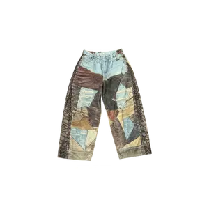 Acne Studios Leather and Patchwork Print Jeans