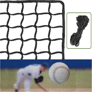 Baseball Batting Cage Backstop Netting - Heavy Duty Nylon Sports Net with 33FT Rope & Steel Hanging Kit, Multiple Sizes for Backyard Garage Indoor Outdoor Practice