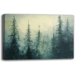 Hand Painted Modern Abstract Oil and Acrylic Painting - Framed Wall Art Prints, Forest Landscape Textured on Canvas Green Artwork for Wall Decoration 18x12 inch (18W X 12L)