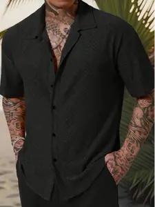 Men's Casual Short Sleeve Embroidered Shirt, Comfortable Fitted Design for Holiday & Daily Wear, Ideal Summer Fashion Tee
