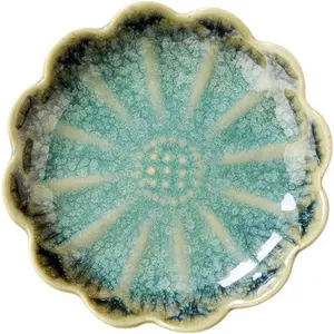 Lotus Ring Holder Dish Small Indoor Ash Tray Ceramic Dessert Plate Trinket Jewelry Holder Organizing Necklace Earrings for Parents Friends Sister Deep Green. All Jewelries Are NOT Included.