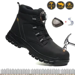 Waterproof Men's Safety Work Boots Steel Toe Shoes Anti Impact And Anti-Puncture Indestructible Roofing Shoes advanced non-slip traction safety footwear