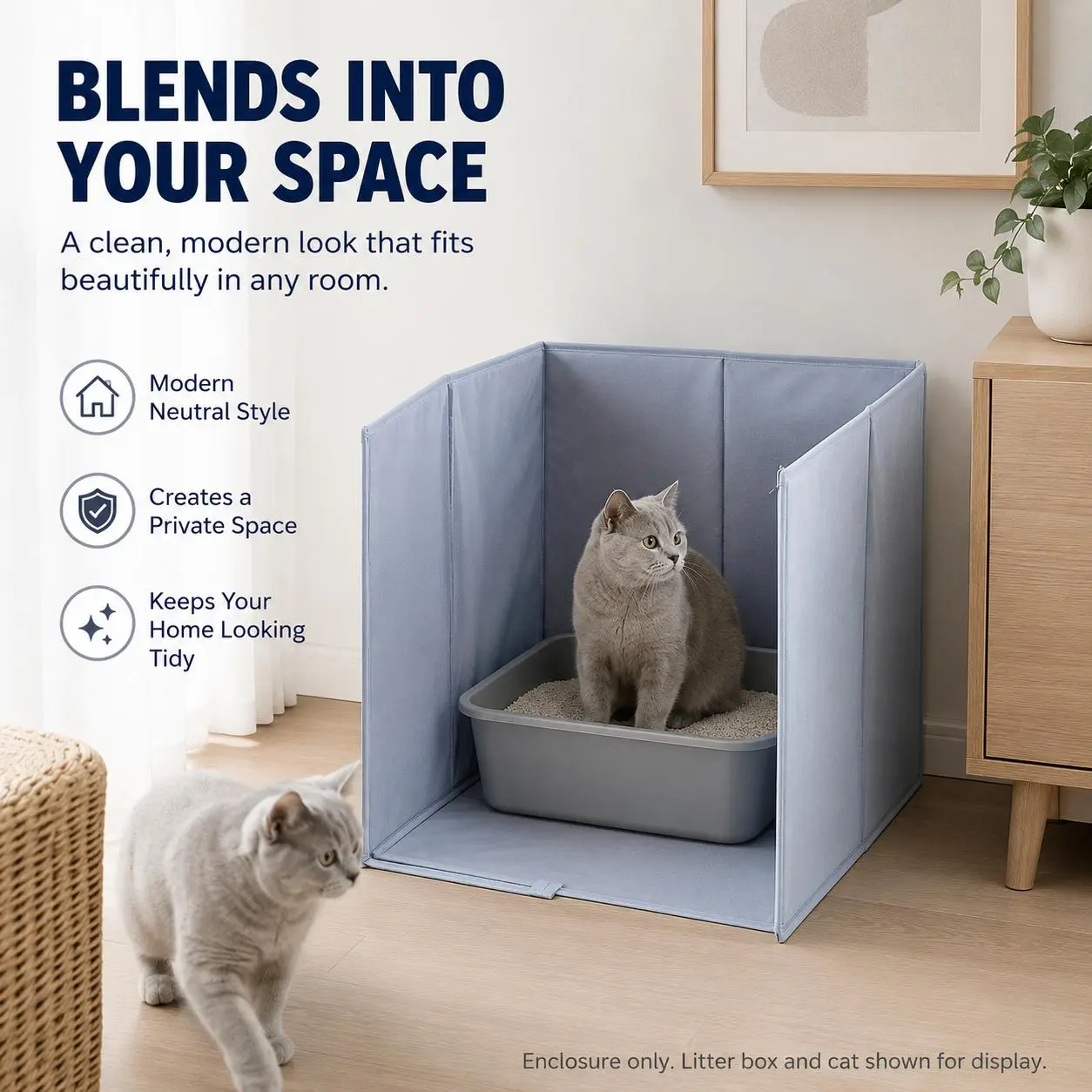 Cat Litter Box Enclosure, Litter Scatter Guard Fence, Privacy Shelter for Cats, 3-Sided Cat Litter Box Cover, Cat Toilet Area Protector, Pet Mess Control Organizer, Indoor Cat Supplies