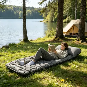 Outdoor Explorer TPU Foot Pump Inflatable Sleeping Pad, Extra Wide & Thick with Carry Pull Strap, Diamond Dot Anti-Slip, Ultra Light Foldable Air Mattress for Camping Hiking Beach Picnic Travel Car Rest Home Nap, Practical Outdoor Backpacking Gear