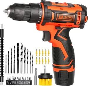 12V Cordless LED Variable Speed Drill Set,Cordless Drill,Electric Power Driver Kit,3/8-Inch Keyless Chuck,with Drills Bits Set for Home DIY