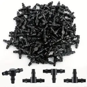 10pcs Barbed Tee Irrigation System 1/4" Barbed Connector Drip Irrigation Tee Pipe - PVC Sprinkler Irrigation System