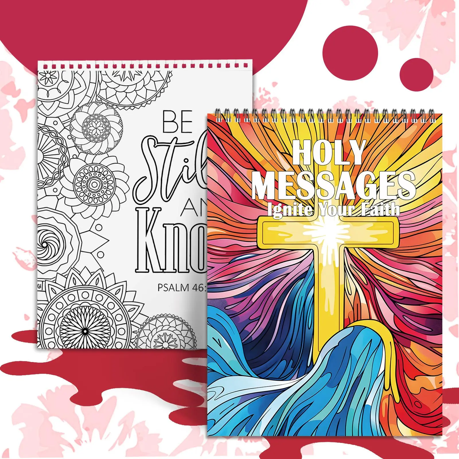Bible Theme Coloring Book, 1 Count 24 Pages Thickened Spiral Circle Paper Coloring Book, Funny Drawing Painting Book for Stress Relief