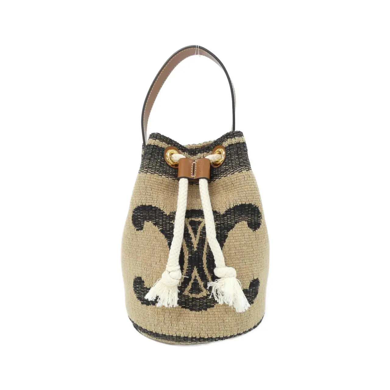Pre-owned Celine Calfskin Shoulder Bags Teen Drawstring Canvas Calf Shoulder Bag