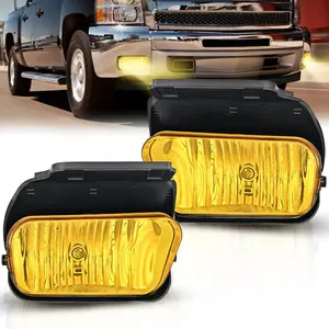 Nilight 2002 2003 2004 2005 2006 2007 Chevy Silverado 1500 2500 3500 2002 2003 2004 2005 2006 Avalanche Fog Light Assembly Body Cladding H10 Halogen Bulbs Amber Lens