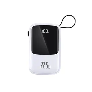 (Not for iPhone 15/16/17)Power Bank 10000mAh with Display & 3 Built-in Cables - 22.5W Fast Charging for iPhone Android Samsung iPad Tablets - Compact Travel Charger Gift for Men Women