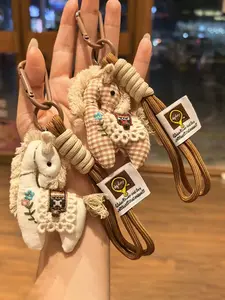 Fabric Weaving And Retro Collage Pony Keychain, Embroidered Small Flower Horse, Fashionable Bag Pendant, Keychain, Auspicious Meaning Pony, Cute Backpack, Car Keychain, Bag Pendant, Holiday Gift Small Surprise Gift, Keychain Lanyard, Keychain For Bags