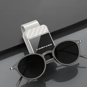 For Jeep Compass Accessory Eyeglass Holder, Carbon Fiber Texture Car Sunglasses Storage Case, Mirror-Shaped Car Accessories