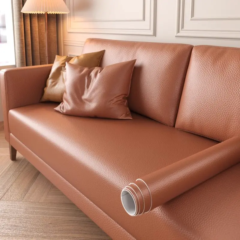 Light Brown Solid Plain Smooth PU Leather Repair Patch - Self-Adhesive, High-Adhesion, High Elasticity, Waterproof, Stain-Resistant, Stain-Proof, Pet-Friendly Home Decor Sticker for Sofas, Decorative Furniture Stickers