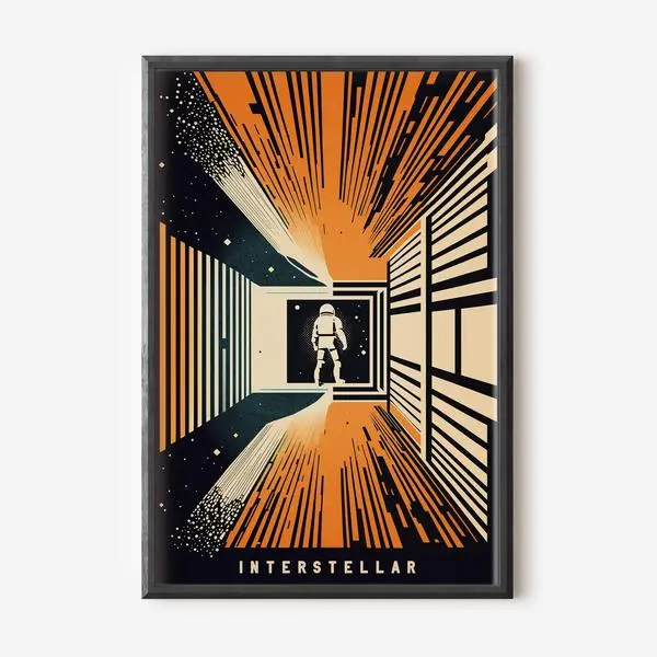 Interstellar Tesseract Print Poster For Christopher Nolan Fans - Minimalist Sci-Fi Decor For Movie Buffs