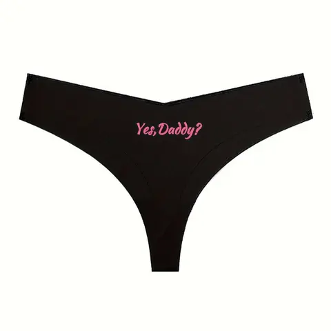Women's Letter Print Seamless Fitted Thong, Soft Comfy Breathable Panty for Daily Wear, Women's Underwear for All Seasons, Breathable Stretch Panties, Seamless Undergarment, Womenswear