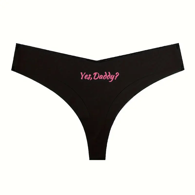 Women's Letter Print Seamless Fitted Thong, Soft Comfy Breathable Panty for Daily Wear, Women's Underwear for All Seasons, Breathable Stretch Panties, Seamless Undergarment, Womenswear