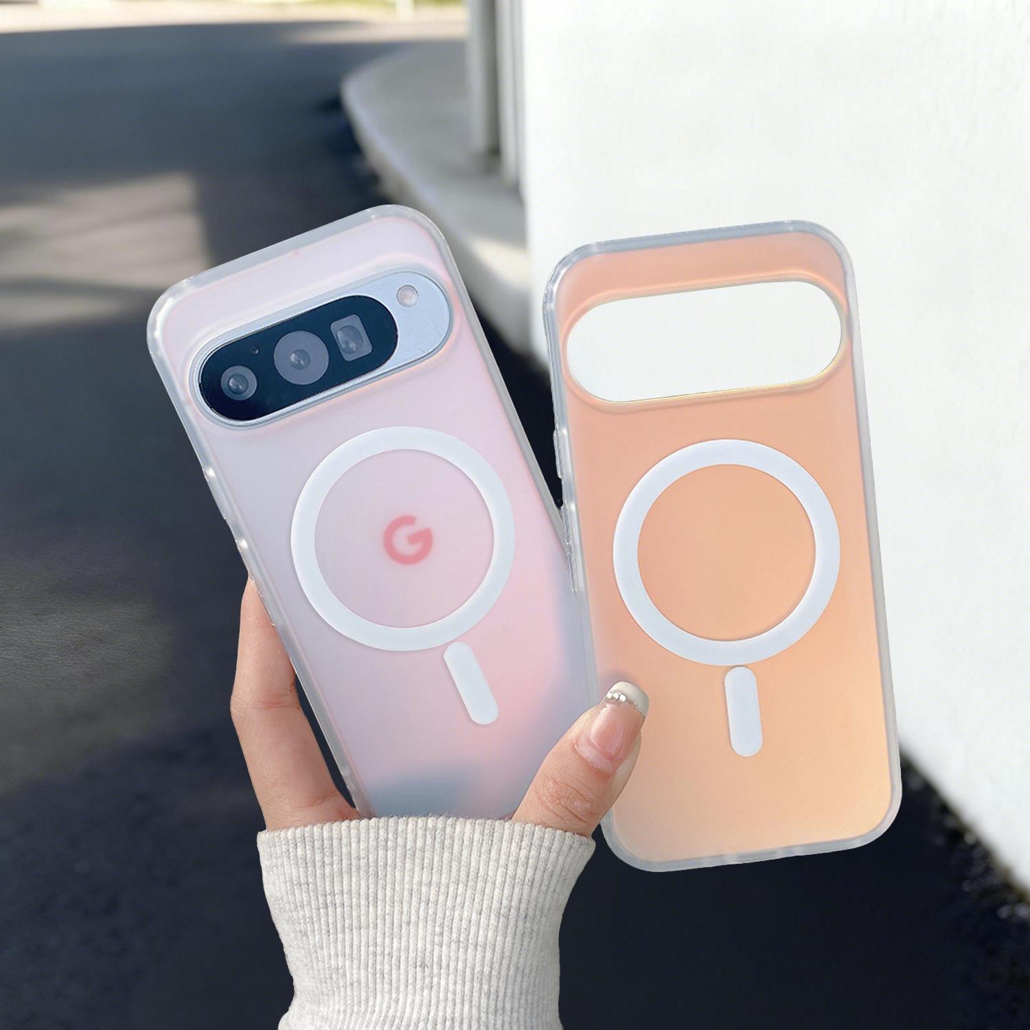 HISTORYOO Magnetic Case for Google Pixel 10/9/8 Magnetic Iridescent Armor Shield Shockproof Protective Full Series Compatible with MagSafe Holographic Iridescent Color Changing Effect Fashion Slim Cute Unique Matte Protective Hard TPU Phone Cover