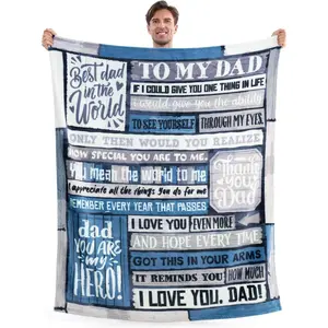 Super Soft Flannel Cozy Blanket for Dad, Father's Day Gifts from Daughter & Son, 50"x60" Grey Flannel Throw Blanket for Christmas