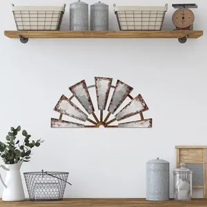 Farmhouse Living Room Wall Decor Wood Windmill Rustic Wooden Wall Art Decorative Windmill Sculpture Home Decor for Bedroom Nursery Dorm Home(11.4 x 5.5 Inches,Semicircle)