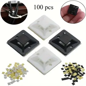 20*20mm/25*25mm Self-Adhesive Zip Tie Cable Wire Mount Base Clamps Wall Holder And 100pcs Cable Tie