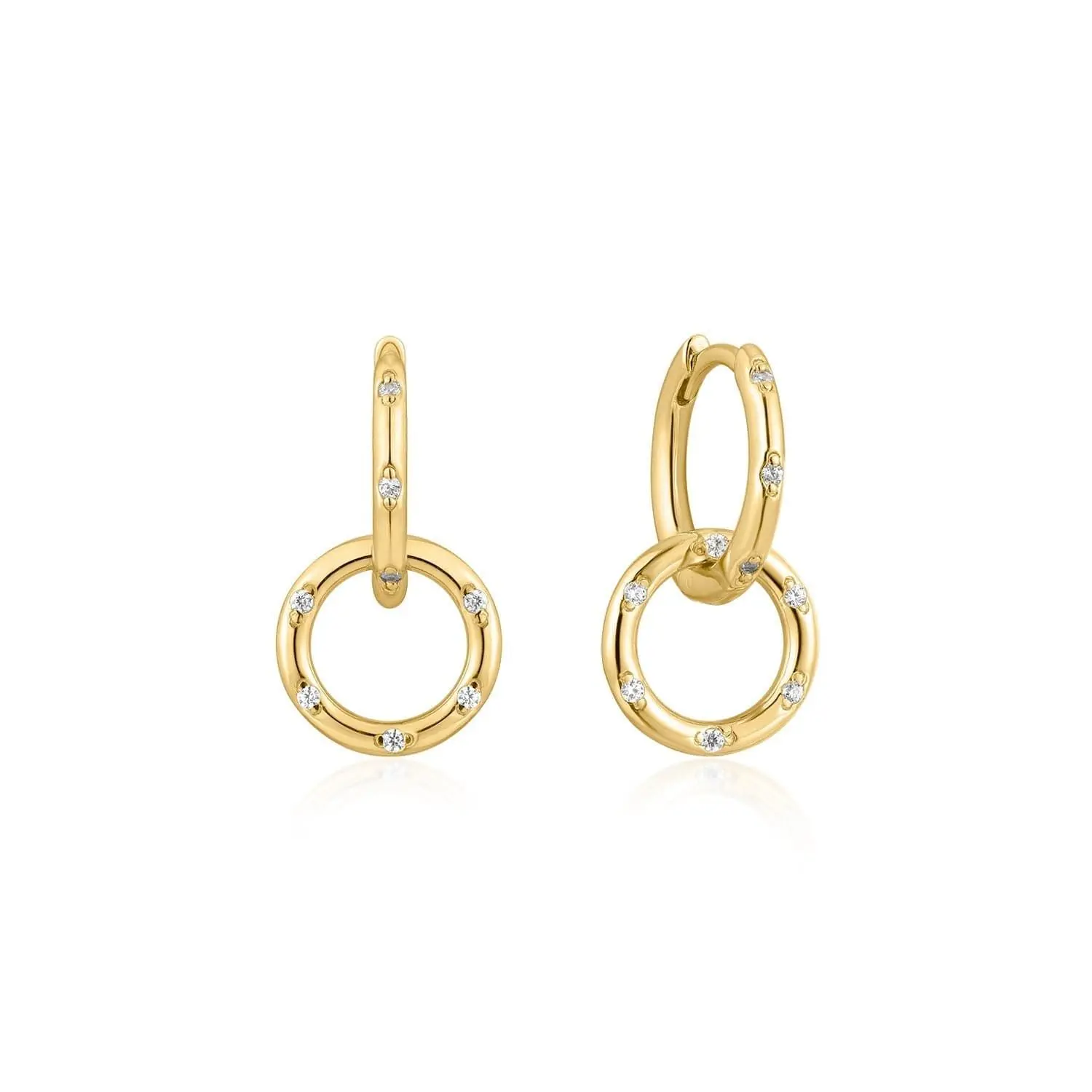 CZ Huggie Hoops With Circle Drop - High-Quality Hoop Design, Ideal for Various Outfits, Lightweight and Durable Material
