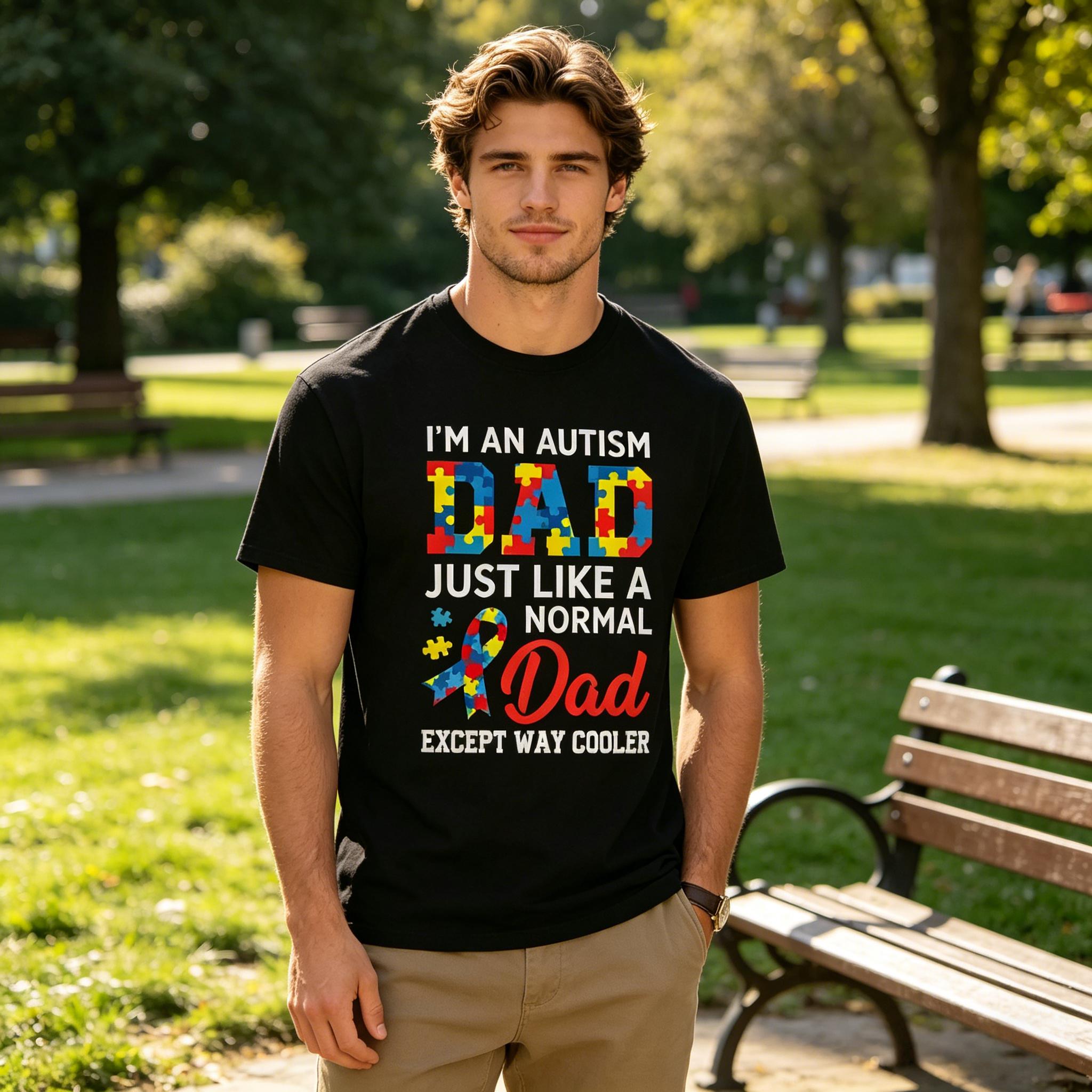 Men's Autism Dad Graphic T-Shirt - Autistic Father's Day Themed Print, Sports Style, Perfect Gift for Autism Dads & Family Gatherings