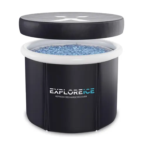 Explore Ice Bath Pro Max Extra Large Athlete Cold Plunge Bath Tub, Black/White