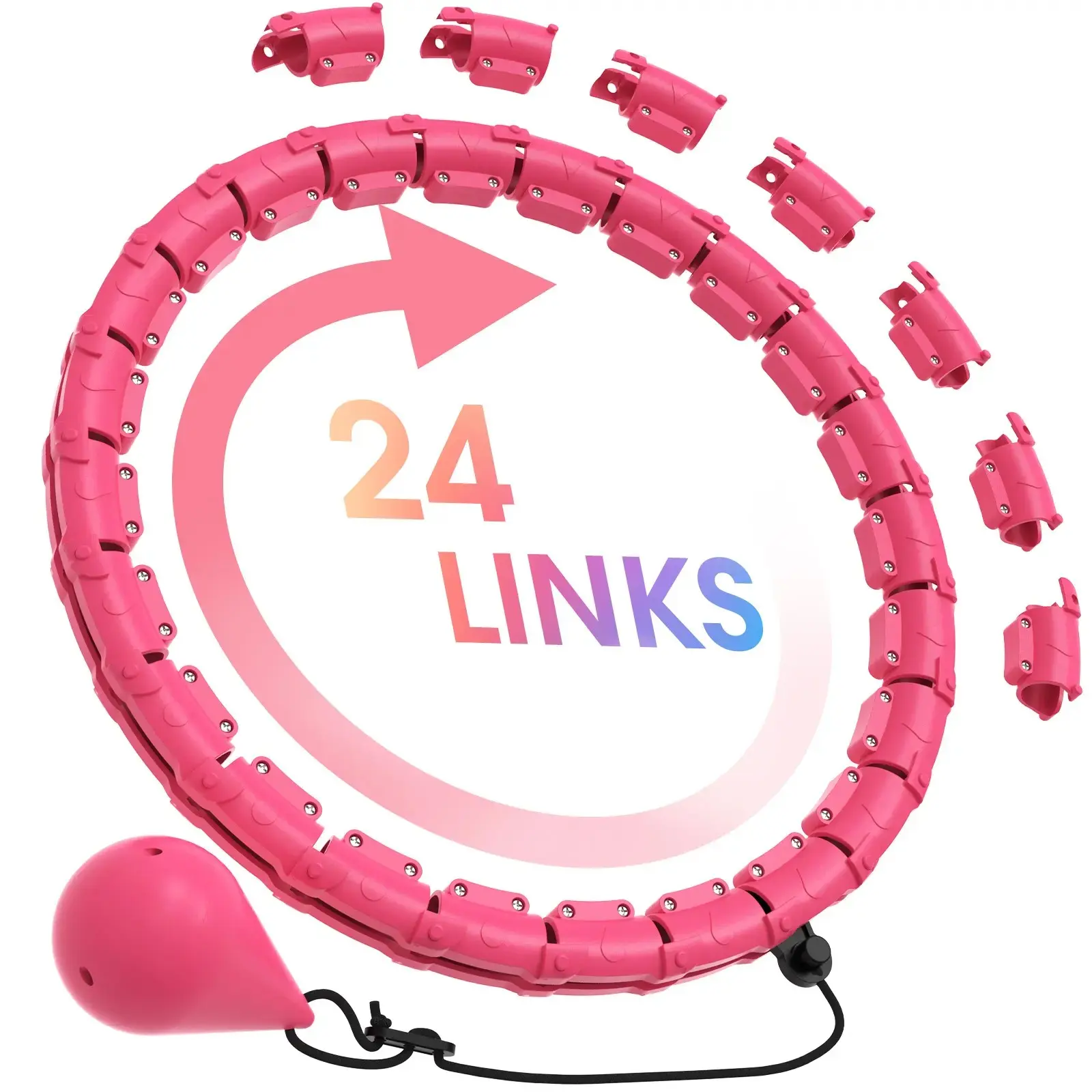 Weighted Hula Circle Hoops for Adults, 24 Detachable Links Exercise Hoop, Fitness Circle Suitable for Women and Beginners, Home Workout Equipment, Training Equipment