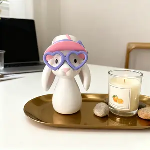 New Easter Rabbit Home Decor, Blue Standing Ear Bunny Resin Ornament, Garden Rabbit Holiday Decoration, Mother's Day Gift