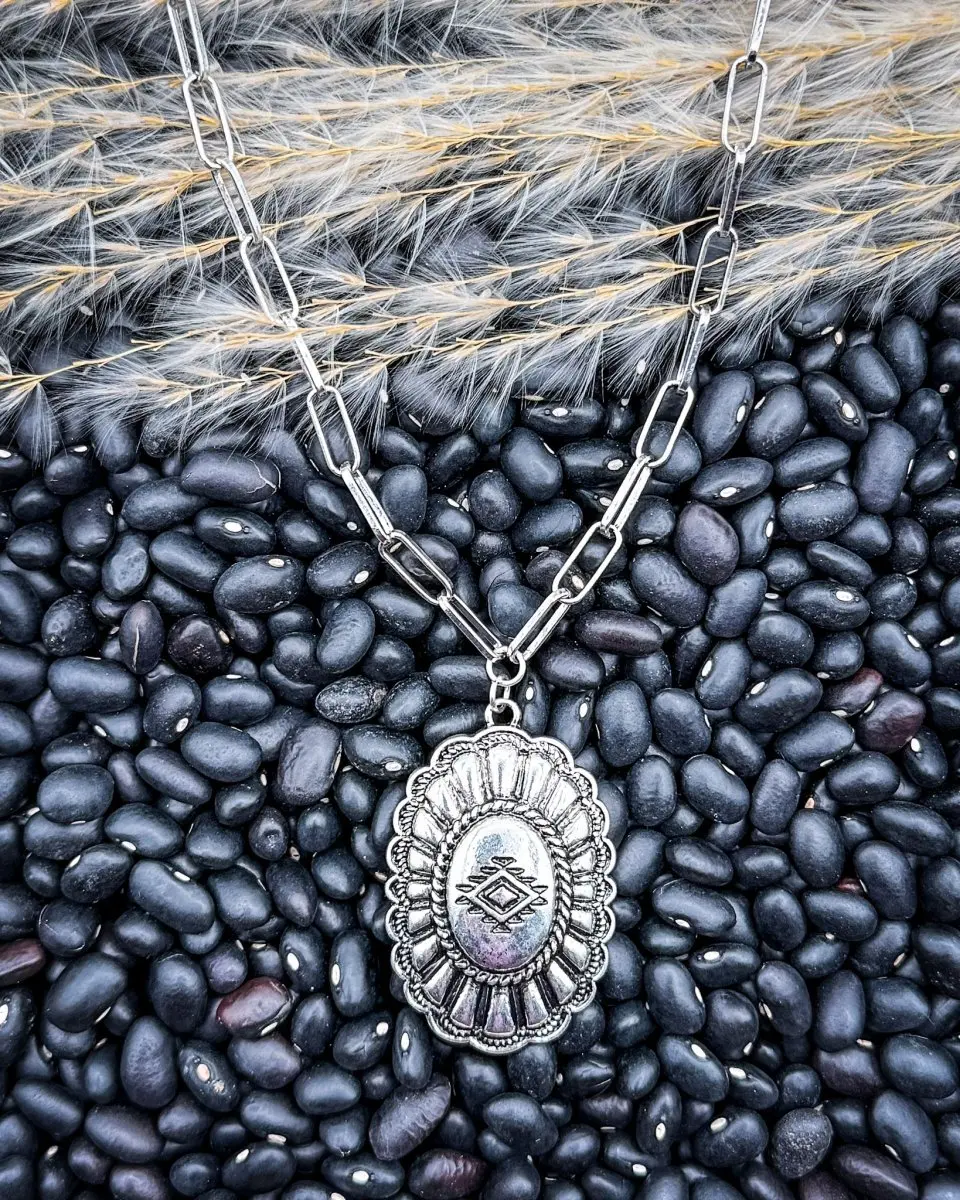 Calder Concho Pendant Necklace, Fashion Costume Jewelry Chain & Link Accessory