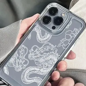 Dragon Pattern Phone Case, Anti-drop Clear Phone Protective Cover, Phone Accessories Compatible with iPhone 15 14 13 12 11 Pro Max