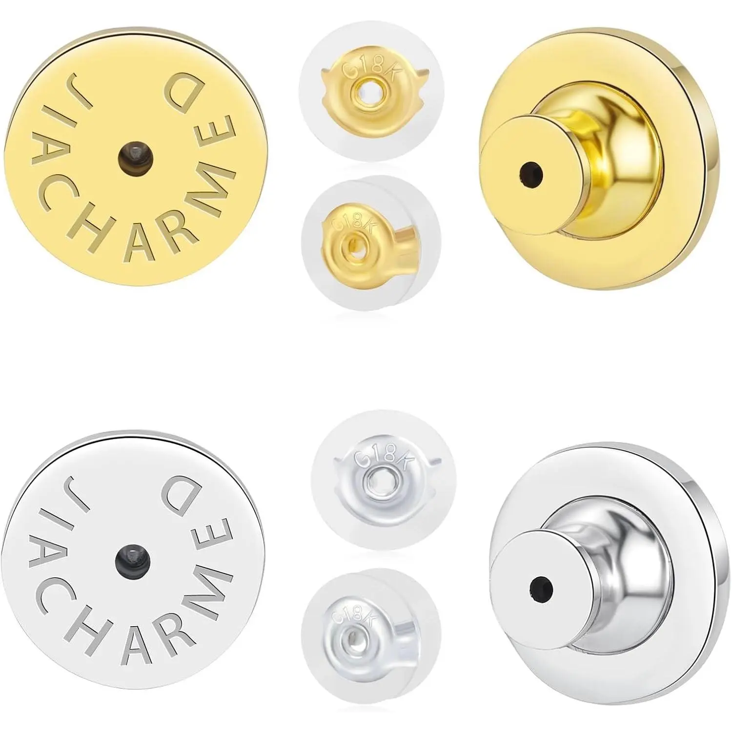 Earring Backs for Droopy Ears,  Cycle Earring Backings Tight Earring Backers for Studs 4 count Secure Lifter  for Heavy Earrings Support Replacement Plus 4 count Rubber Backs,Mixed Color